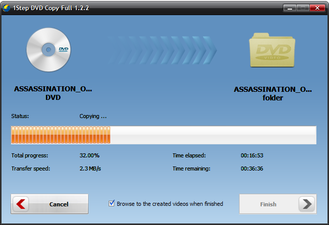 1Step DVD Copy - DVD Ripping in progress