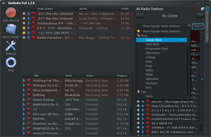 RadioGet - Recording Stations by Genre