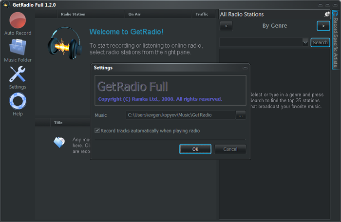 RadioGet - Customizing Settings 